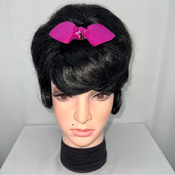 Magenta Paisley Rockabilly Bandana Knotted Hair Bow - Picture 2 of 11